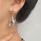 Star Faux Pearl Alloy Dangle Earring 1 Pair - Silver - One Size