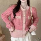 Pocketed Cardigan Pink - One Size