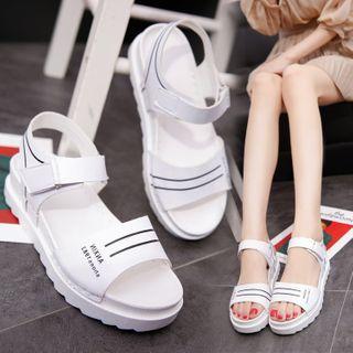 Striped Ankle-strap Flat Sandals