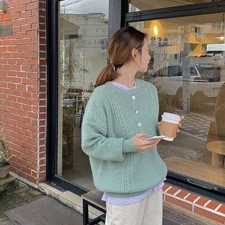 Drop-shoulder Knit Henley Top