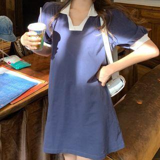 Short-sleeve Polo Shirt Navy Blue - One Size