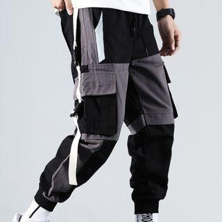 Lettering Contras Trim Cropped Harem Pants