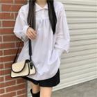 Doll Collar Long-sleeve Loose-fit Shirt White - One Size