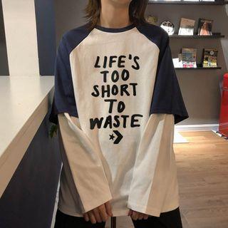 Round Neck Print Letter Loose-fit Sweatshirt