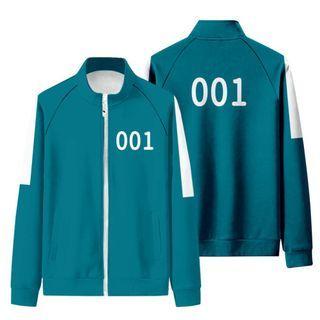 Number Print Zip-up Hoodie / Drawstring Pants