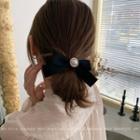 Faux Pearl Bow Hair Tie 01 - Black - One Size