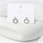 Rhinestone Hoop Dangle Earring Era067-41 - 1 Pair - Silver - One Size