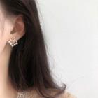 Beaded Ear Stud 1 Pair - White & Gold - One Size
