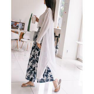 Boxy Ribbed Long Robe Cardigan