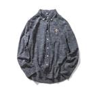 Button-down Collar Embroidery Casual Shirt