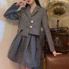 Cropped Single-breasted Blazer / Brooch / Mini A-line Skirt