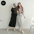 Set: Boxy Hoodie + Slit-back Long Skirt