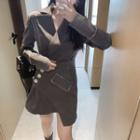 Set: Double-breasted Mini A-line Blazer Dress + Waist Belt