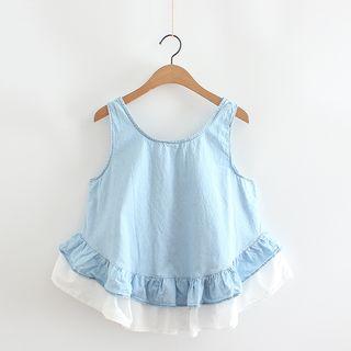 Color Panel Frill Trim Tank Top