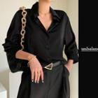 Wide-cuff Dip-back Silky Shirt