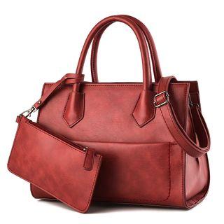 Faux-leather Handbag With Pouch