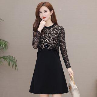 Lace Mock Two Piece A-line Dress