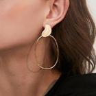 Alloy Oval Hoop Dangle Earring 1 Pair - 925 Silver - One Size