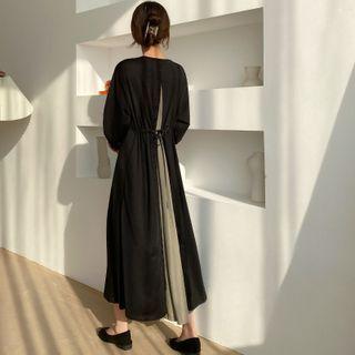 Long-sleeve Slit Back Maxi Dress