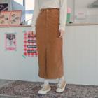 Zipped Corduroy H-line Maxi Skirt