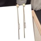 Rhinestone Fringed Star Dangle Earring 1 Pair - Silver Pin - Gold - One Size