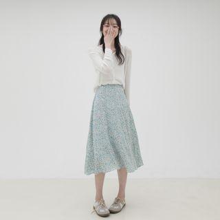 High-waist Floral A-line Dress As Shown In Figure - One Size