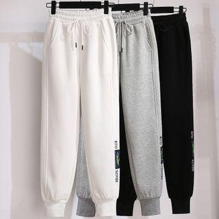 Lettering Fleece Lined Sweatpants