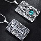 Embossed Tag Stainless Steel Pendant Necklace