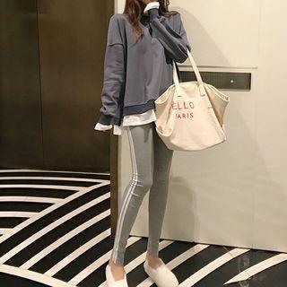 Mock Two Piece Sweatshirt / Striped Leggings