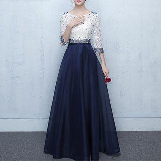 Beaded A-line Evening Gown