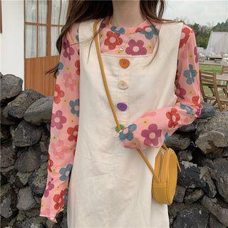 Color Button Jumper Dress As Figure - One Size