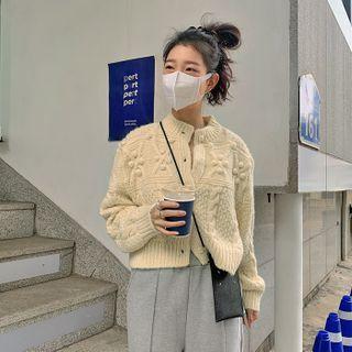 Alpaca Blend Bobble Cable Cardigan