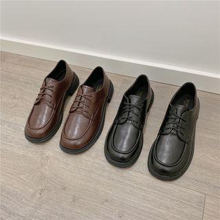 Block-heel Lace-up Oxfords