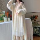 Fluffy Long Cardigan Milky White - One Size