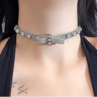 Rhinestone Bow Choker / Hair Clip