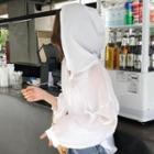 Plain Light Long-sleeve Hooded T-shirt