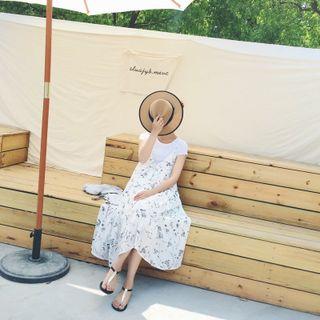 Floral Print V-neck Midi Dress