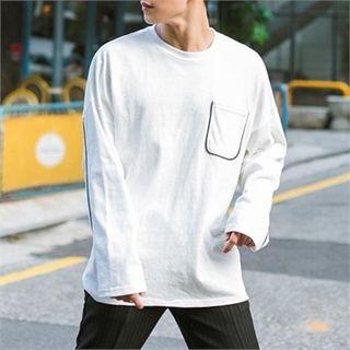 Long-sleeve Pocket-trim T-shirt