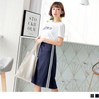 Lettering Lace Up Dress