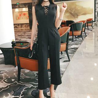 Lace-up Sleeveless Jumpsuit