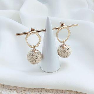 Irregular Alloy Hoop Woven Bead Dangle Earring