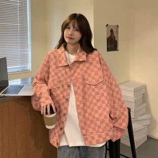 Checkered Denim Jacket