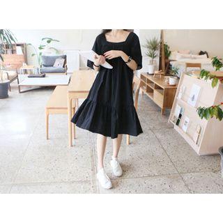 Square-neck Lace-trim Dress