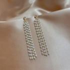 Faux Pearl Fringed Drop Earring 1 Pair - White Pearl - Gold - One Size