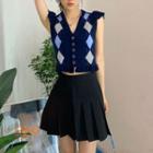 Argyle Button-up Sweater Vest Blue - One Size