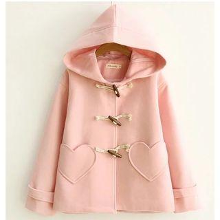 Heart Shaped Pocket Hooded Toggle Jacket