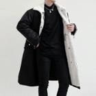 Fleece Panel Stand Collar Long Coat