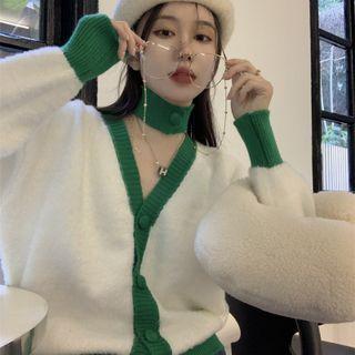 Set: Knit Choker + Contrast Trim Cardigan