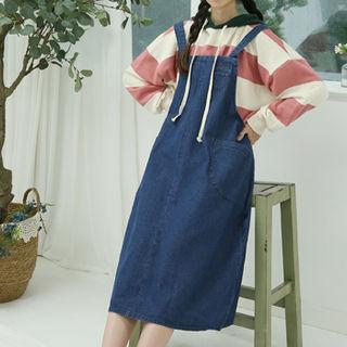 Denim Long Overall Dress Blue - One Size