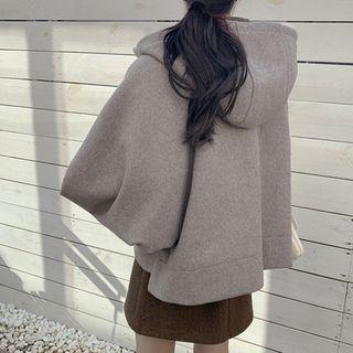 Hooded Balloon-sleeve Patch-pocket Jacket